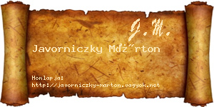 Javorniczky Márton névjegykártya
