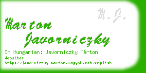 marton javorniczky business card